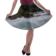 Sightseeing At Niagara Falls A-line Skater Skirt by canvasngiftshop