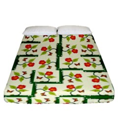 Plants And Flowers Fitted Sheet (queen Size) by linceazul