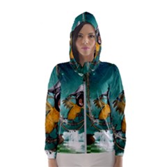 Funny Pirate Parrot With Hat Hooded Wind Breaker (women) by FantasyWorld7