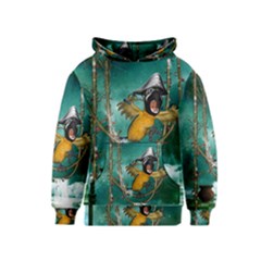 Funny Pirate Parrot With Hat Kids  Pullover Hoodie by FantasyWorld7