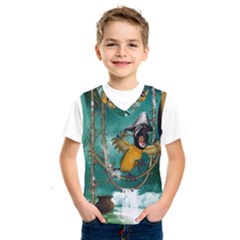 Funny Pirate Parrot With Hat Kids  Sportswear by FantasyWorld7