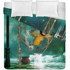 Funny Pirate Parrot With Hat Duvet Cover Double Side (king Size) by FantasyWorld7