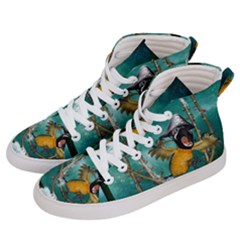 Funny Pirate Parrot With Hat Men s Hi-top Skate Sneakers by FantasyWorld7