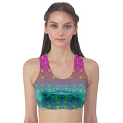 Years Of Peace Living In A Paradise Of Calm And Colors Sports Bra by pepitasart