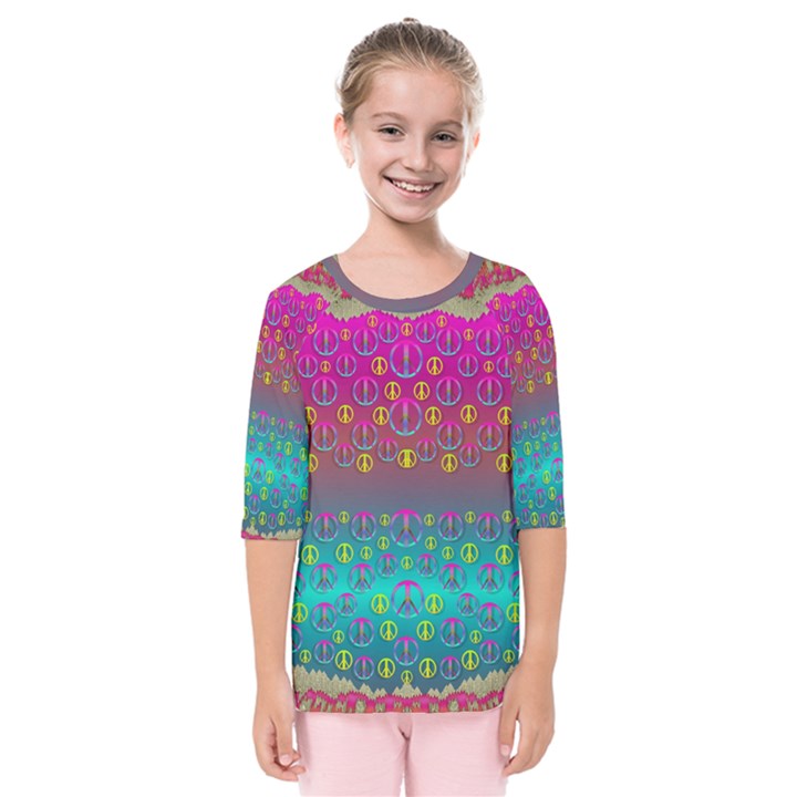 Years Of Peace Living In A Paradise Of Calm And Colors Kids  Quarter Sleeve Raglan Tee