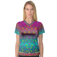 Years Of Peace Living In A Paradise Of Calm And Colors V-neck Sport Mesh Tee