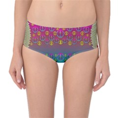 Years Of Peace Living In A Paradise Of Calm And Colors Mid-waist Bikini Bottoms by pepitasart