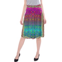 Years Of Peace Living In A Paradise Of Calm And Colors Midi Beach Skirt by pepitasart