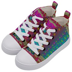 Years Of Peace Living In A Paradise Of Calm And Colors Kid s Mid-top Canvas Sneakers by pepitasart