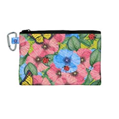 Floral Scene Canvas Cosmetic Bag (medium) by linceazul