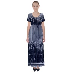 1927 Solvay Conference On Quantum Mechanics High Waist Short Sleeve Maxi Dress by thearts