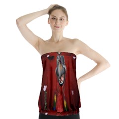 Funny, Cute Parrot With Butterflies Strapless Top by FantasyWorld7