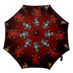 Funny, Cute Parrot With Butterflies Hook Handle Umbrellas (medium) by FantasyWorld7