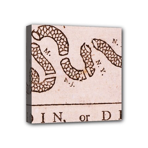 Original Design, Join Or Die, Benjamin Franklin Political Cartoon Mini Canvas 4  X 4  by thearts