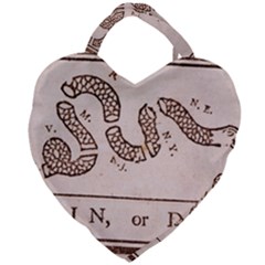 Original Design, Join Or Die, Benjamin Franklin Political Cartoon Giant Heart Shaped Tote by thearts