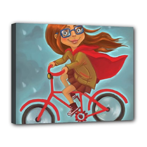 Girl On A Bike Canvas 14  X 11  by chipolinka