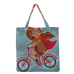 Girl On A Bike Grocery Tote Bag by chipolinka