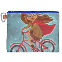 Girl On A Bike Canvas Cosmetic Bag (xxl) by chipolinka