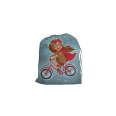 Girl On A Bike Drawstring Pouches (xs)  by chipolinka