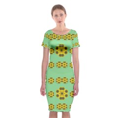 Sun Flowers For The Soul At Peace Classic Short Sleeve Midi Dress by pepitasart