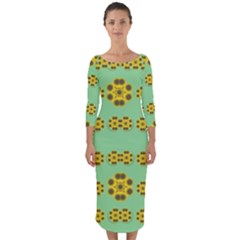 Sun Flowers For The Soul At Peace Quarter Sleeve Midi Bodycon Dress by pepitasart