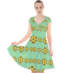 Sun Flowers For The Soul At Peace Cap Sleeve Front Wrap Midi Dress by pepitasart