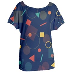 Blue Background Backdrop Geometric Women s Oversized Tee