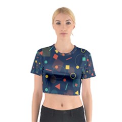 Blue Background Backdrop Geometric Cotton Crop Top