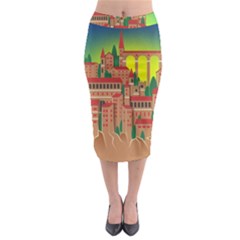 Mountain Village Mountain Village Midi Pencil Skirt by Nexatart