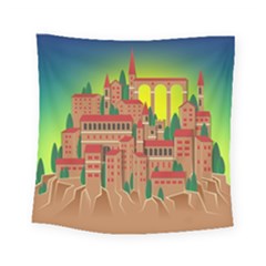 Mountain Village Mountain Village Square Tapestry (small) by Nexatart