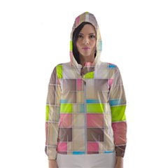 Background Abstract Grid Hooded Wind Breaker (women)