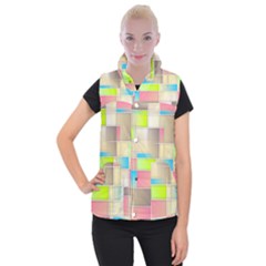 Background Abstract Grid Women s Button Up Puffer Vest