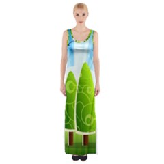Landscape Nature Background Maxi Thigh Split Dress