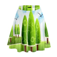 Landscape Nature Background High Waist Skirt