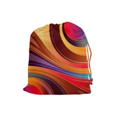 Abstract Colorful Background Wavy Drawstring Pouches (Large) 