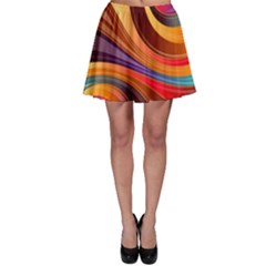 Abstract Colorful Background Wavy Skater Skirt