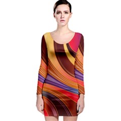 Abstract Colorful Background Wavy Long Sleeve Bodycon Dress