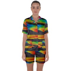 Colorful Background Satin Short Sleeve Pyjamas Set by Nexatart