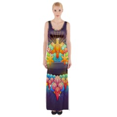 Badge Abstract Abstract Design Maxi Thigh Split Dress