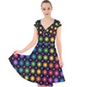 Background Colorful Geometric Cap Sleeve Front Wrap Midi Dress View1