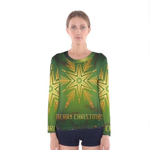 Christmas Snowflake Card E Card Women s Long Sleeve Tee by Nexatart