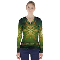 Christmas Snowflake Card E Card V-neck Long Sleeve Top