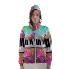 Piano Keys Music Colorful 3d Hooded Wind Breaker (women) by Nexatart