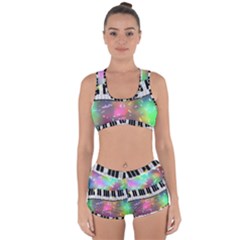 Piano Keys Music Colorful 3d Racerback Boyleg Bikini Set by Nexatart