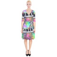 Piano Keys Music Colorful 3d Wrap Up Cocktail Dress by Nexatart