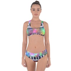 Piano Keys Music Colorful 3d Criss Cross Bikini Set by Nexatart