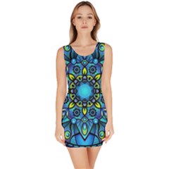 Mandala Blue Abstract Circle Bodycon Dress