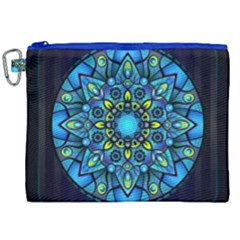 Mandala Blue Abstract Circle Canvas Cosmetic Bag (xxl)