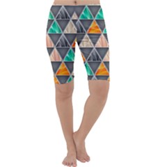 Abstract Geometric Triangle Shape Cropped Leggings 