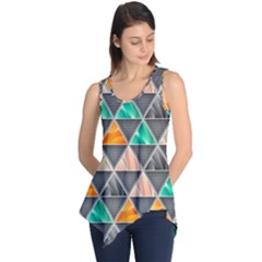 Abstract Geometric Triangle Shape Sleeveless Tunic by Nexatart